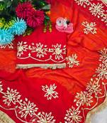 Red Color  Gotta Work   Chiffon Saree