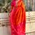 Orange woven self design silk blend patola saree with blouse