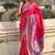 Pink woven self design silk blend patola saree with blouse