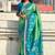 Pista green woven self design silk blend patola saree with blouse