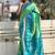 Pista green woven self design silk blend patola saree with blouse