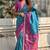 Sky blue woven self design silk blend patola saree with blouse
