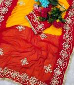 Yellow Color Gotta Work Chiffon Saree