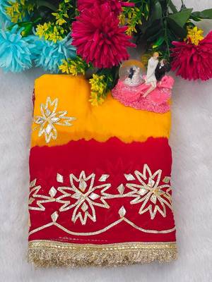 Yellow Color Gotta Work Chiffon Saree 2
