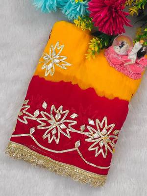 Yellow Color Gotta Work Chiffon Saree 5