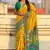 Yellow woven self design silk blend patola saree with blouse