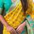 Yellow woven self design silk blend patola saree with blouse