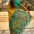Yellow woven self design silk blend patola saree with blouse