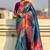 Blue woven self design tissue silk blend patola saree with blouse