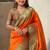 Orange woven self design tissue silk blend patola saree with blouse