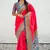 Pink woven self design tissue silk blend patola saree with blouse
