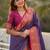 Violet woven self design tissue silk blend patola saree with blouse