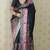 Black printed tussar silk printed saree with blouse