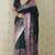 Black printed tussar silk printed saree with blouse