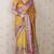 Gold printed tussar silk printed saree with blouse