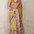 Gold printed tussar silk printed saree with blouse