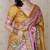 Gold printed tussar silk printed saree with blouse