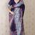 Navy blue printed tussar silk printed saree with blouse