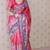 Pink printed tussar silk printed saree with blouse