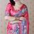 Pink printed tussar silk printed saree with blouse