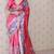Pink printed tussar silk printed saree with blouse