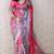 Pink printed tussar silk printed saree with blouse