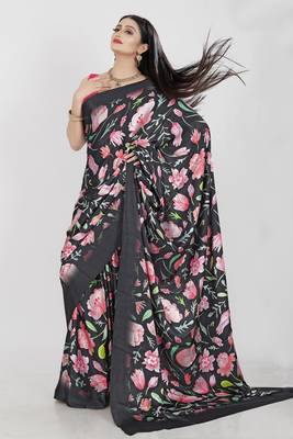 Printed satin saree 1