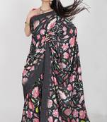 Printed satin saree