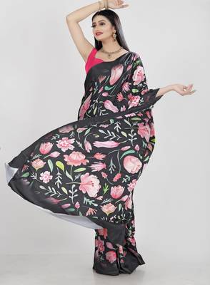 Printed satin saree 2