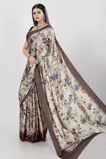 Printed satin saree