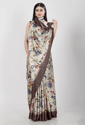 Printed satin saree 2
