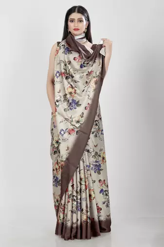 Printed satin saree