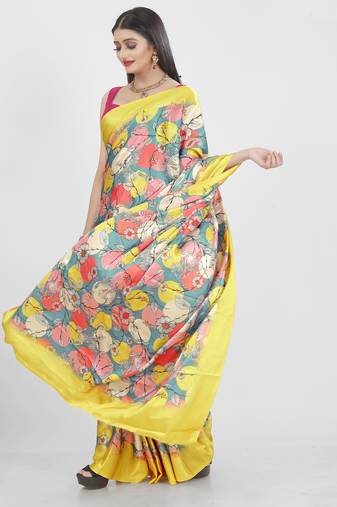 Printed satin saree