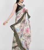Printed satin saree