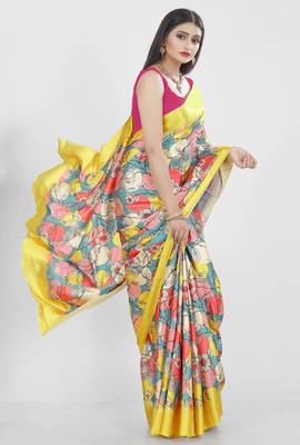 Printed satin saree 2