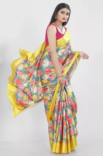 Printed satin saree