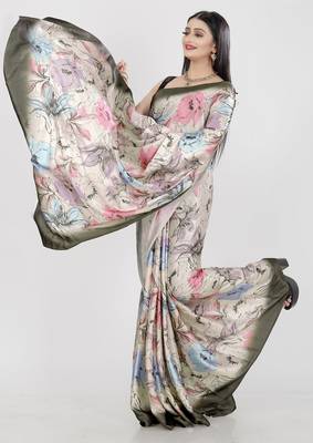 Printed satin saree 2
