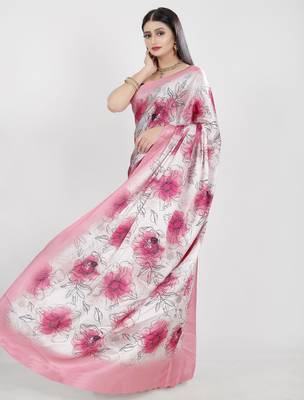 Printed satin saree 1