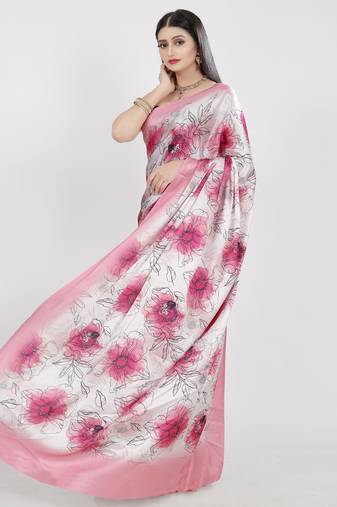 Printed satin saree