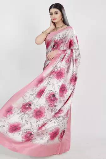 Printed satin saree