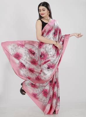 Printed satin saree 2