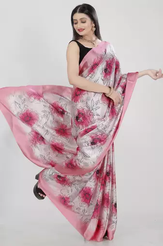 Printed satin saree