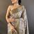 Grey printed assam silk printed saree with blouse
