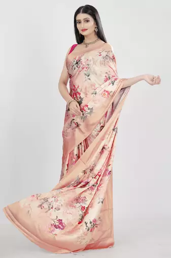 Printed satin saree