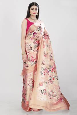 Printed satin saree 2