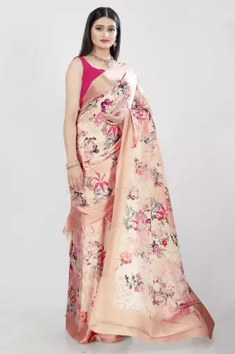 Printed satin saree