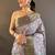 Sky blue printed assam silk printed saree with blouse