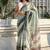 Green printed chanderi crush printed saree with blouse