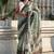 Green printed chanderi crush printed saree with blouse