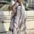 Grey printed chanderi crush printed saree with blouse